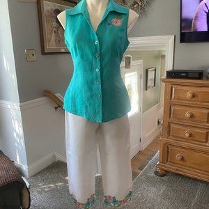Linen Sleeveless Pant Suit